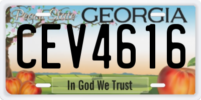 GA license plate CEV4616