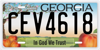 GA license plate CEV4618