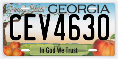 GA license plate CEV4630