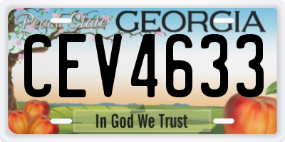 GA license plate CEV4633