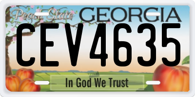 GA license plate CEV4635