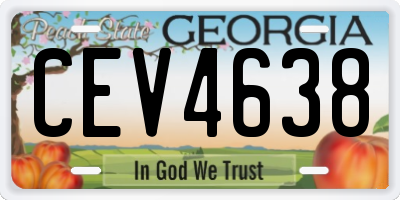GA license plate CEV4638
