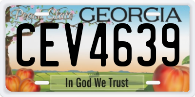 GA license plate CEV4639