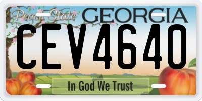 GA license plate CEV4640