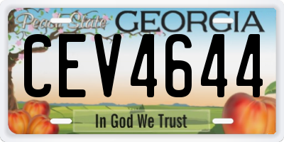 GA license plate CEV4644