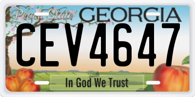 GA license plate CEV4647