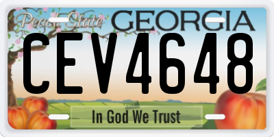GA license plate CEV4648