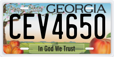 GA license plate CEV4650