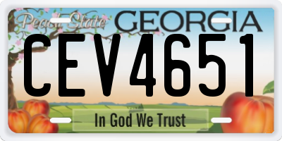 GA license plate CEV4651