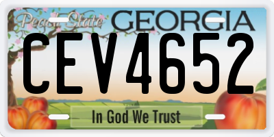 GA license plate CEV4652