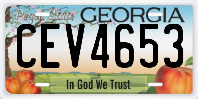 GA license plate CEV4653