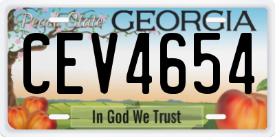 GA license plate CEV4654