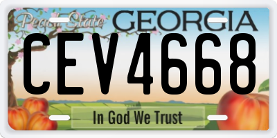 GA license plate CEV4668