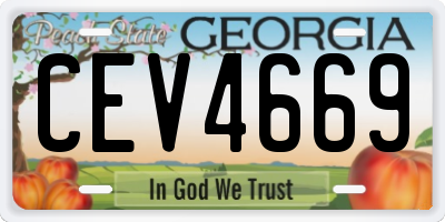 GA license plate CEV4669