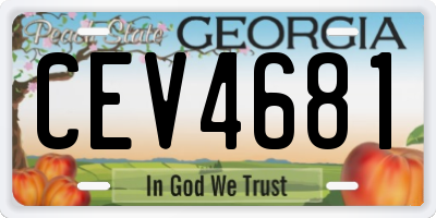 GA license plate CEV4681