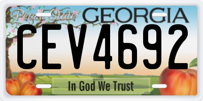 GA license plate CEV4692