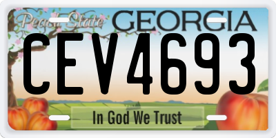 GA license plate CEV4693