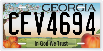 GA license plate CEV4694