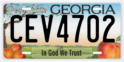 GA license plate CEV4702