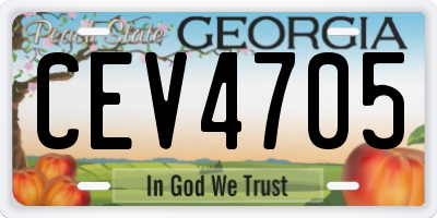 GA license plate CEV4705