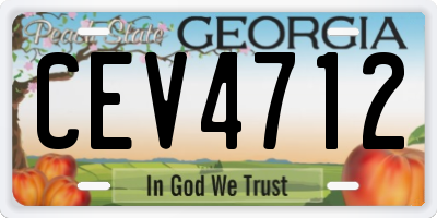 GA license plate CEV4712