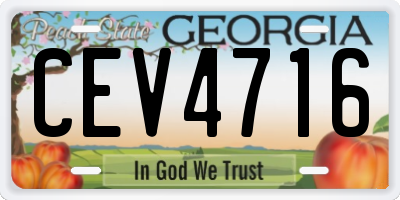 GA license plate CEV4716