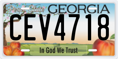 GA license plate CEV4718