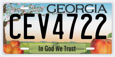 GA license plate CEV4722