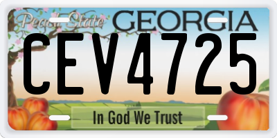 GA license plate CEV4725