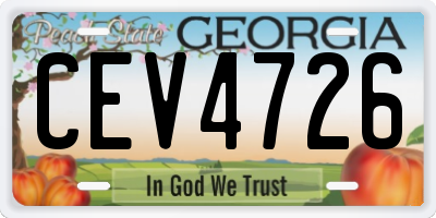 GA license plate CEV4726