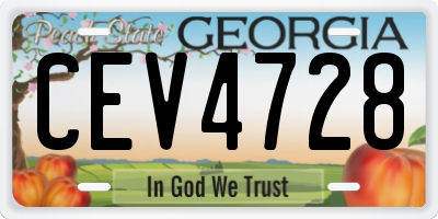 GA license plate CEV4728