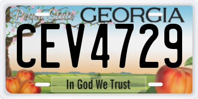 GA license plate CEV4729