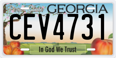 GA license plate CEV4731