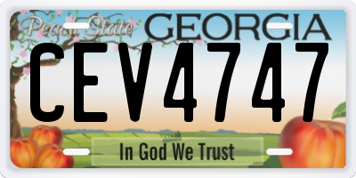 GA license plate CEV4747