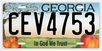 GA license plate CEV4753
