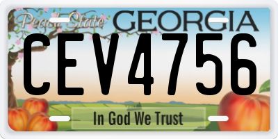 GA license plate CEV4756