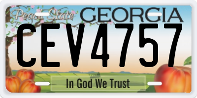 GA license plate CEV4757
