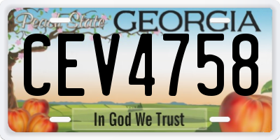 GA license plate CEV4758