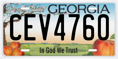 GA license plate CEV4760