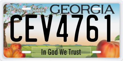 GA license plate CEV4761