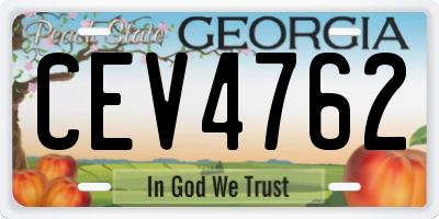 GA license plate CEV4762
