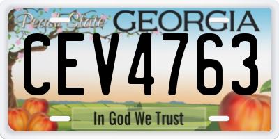 GA license plate CEV4763