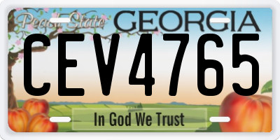 GA license plate CEV4765