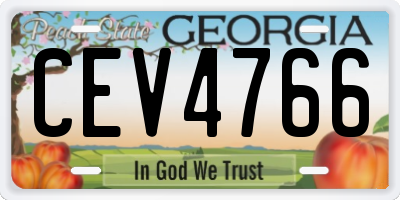 GA license plate CEV4766