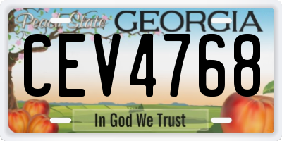 GA license plate CEV4768