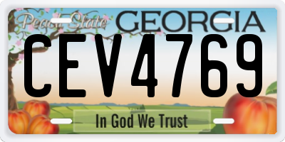 GA license plate CEV4769