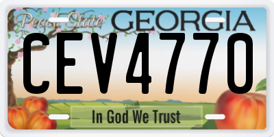 GA license plate CEV4770