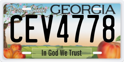 GA license plate CEV4778