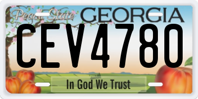 GA license plate CEV4780