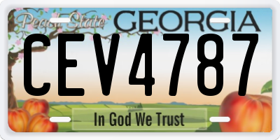 GA license plate CEV4787